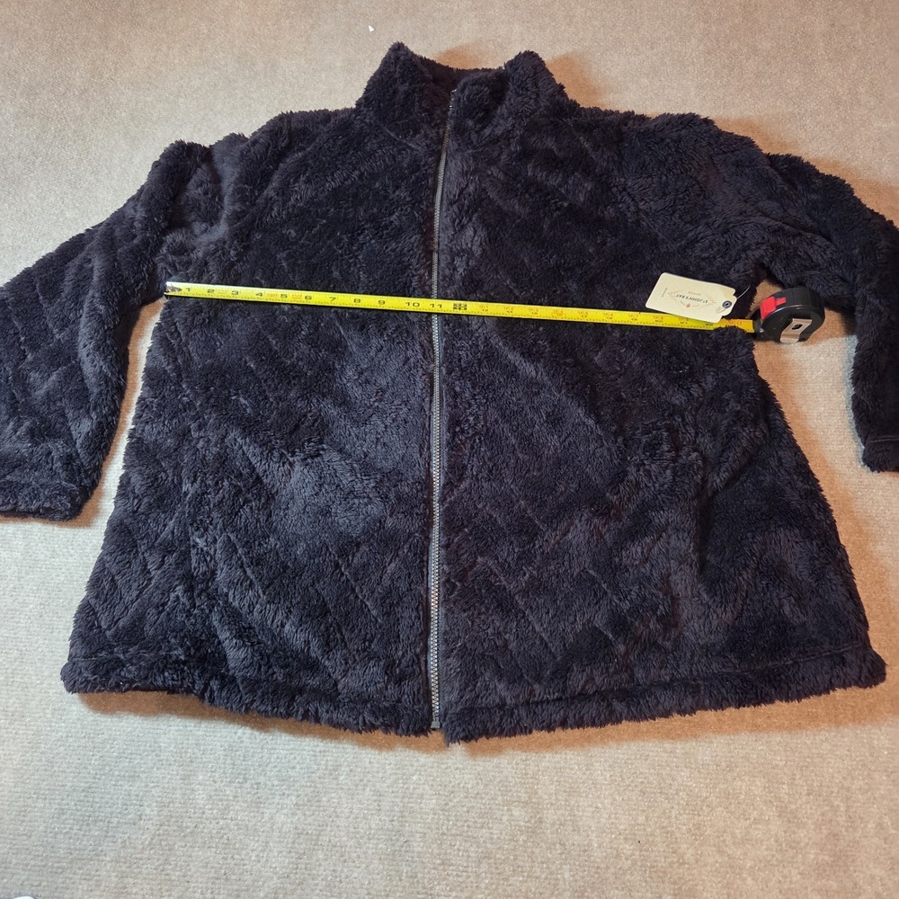 St Johns Bay Active Womens 0X Black Sherpa Fleece Full Zip Quilted Jacket NEW